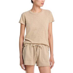 90$ ATM Slub Jersey Schoolboy Crew Neck T-Shirt Top Women's Size L Beige